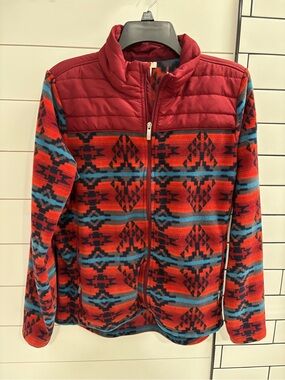 Ariat Red & Blue Patterned Puffer-Fleece Jacket